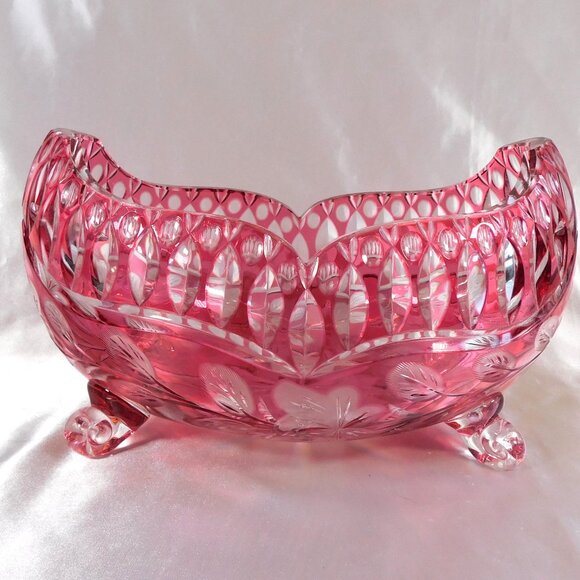 Pink Cut to Clear Footed Bowl # 25349 - Picture 2 of 5